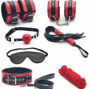 Black and Red 7 Pcs Bondage Kit