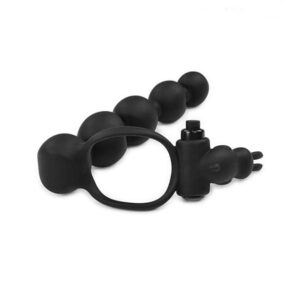 Silicone Rabbit Cock Ring With Attached Anal Beads